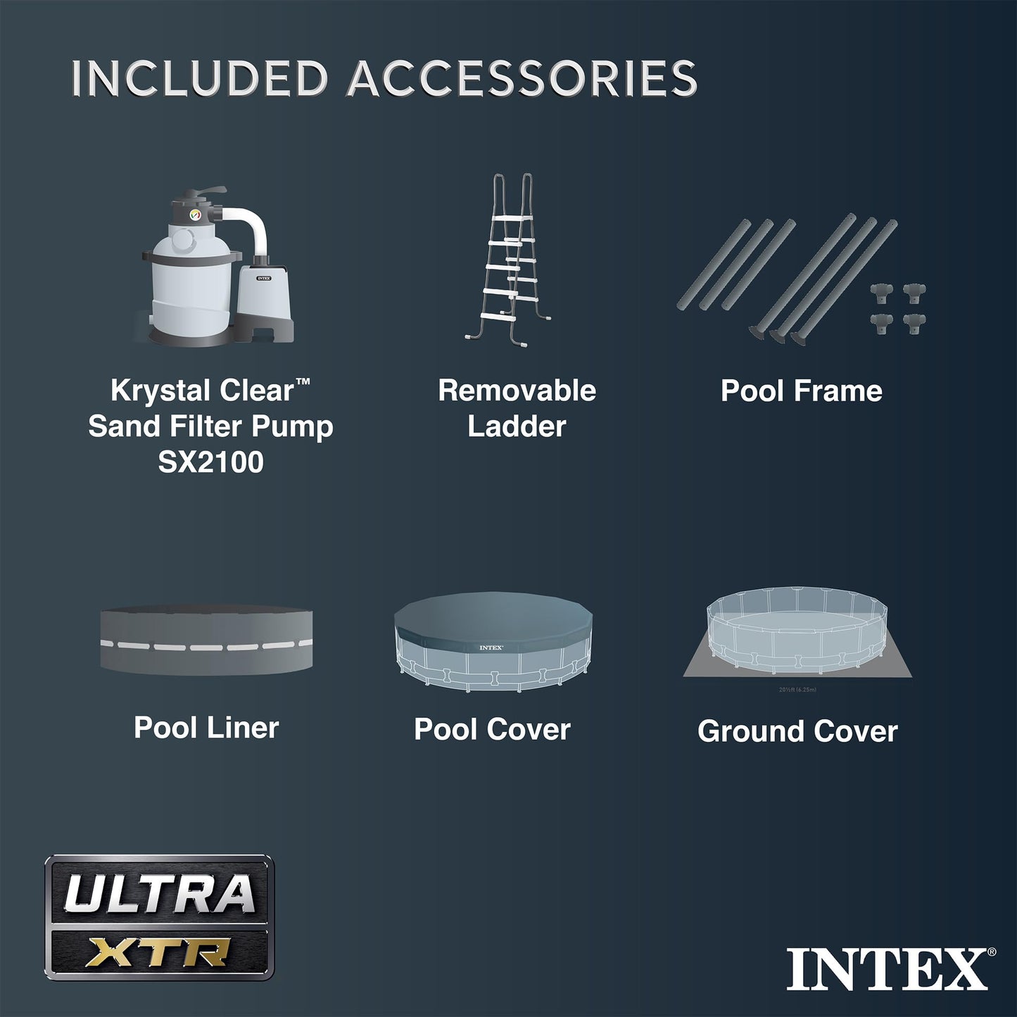 Intex Ultra XTR Frame 18' x 52" Above Ground Swimming Pool with Sand Filter Pump, Ladder, Cover, & Maintenance Accessory Kit with Vacuum and Skimmer