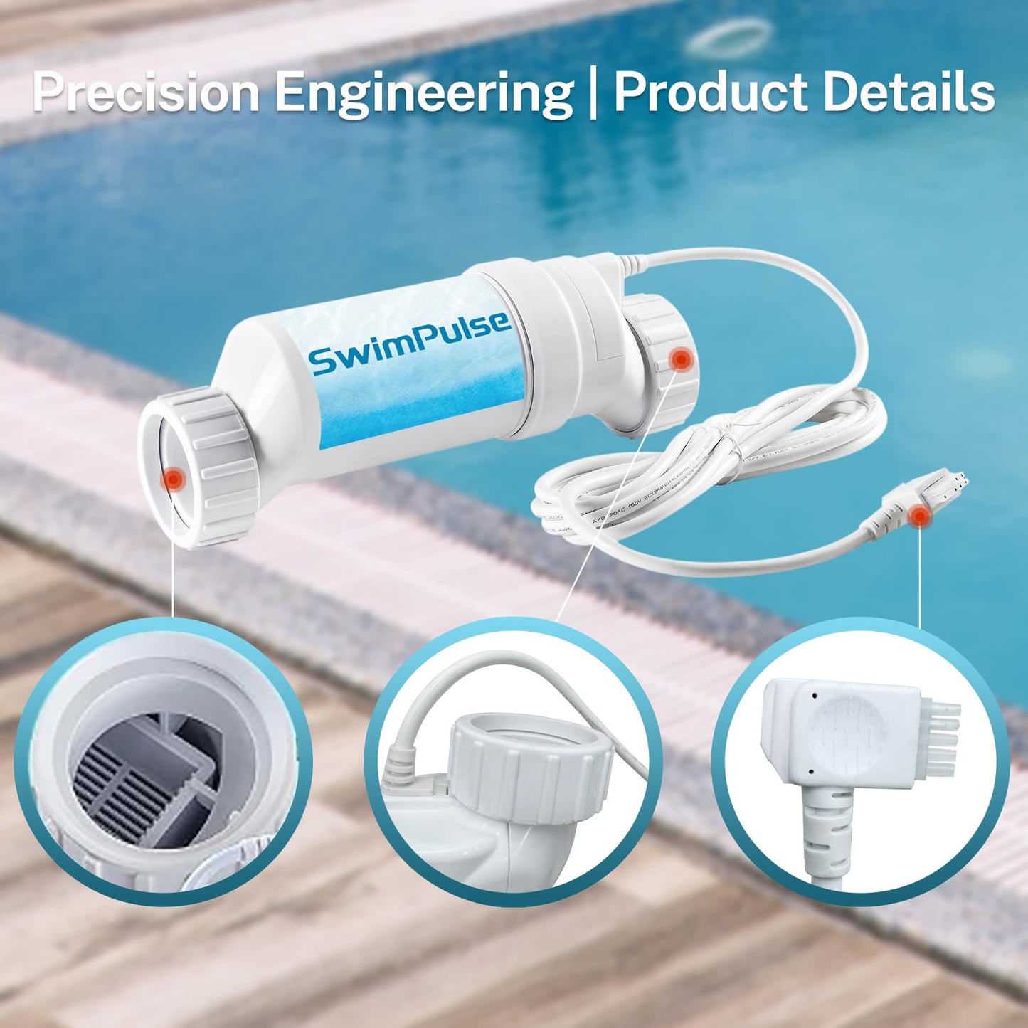 Swimpulse Salt Cell - up to 40,000 Gallons Swimming Pool Chlornie Generator,1 Year Warranty,Salt Cell for Pool, Chlorination Pool Salt Cell Fits for Hayward W3T-CELL-15 BLT15H