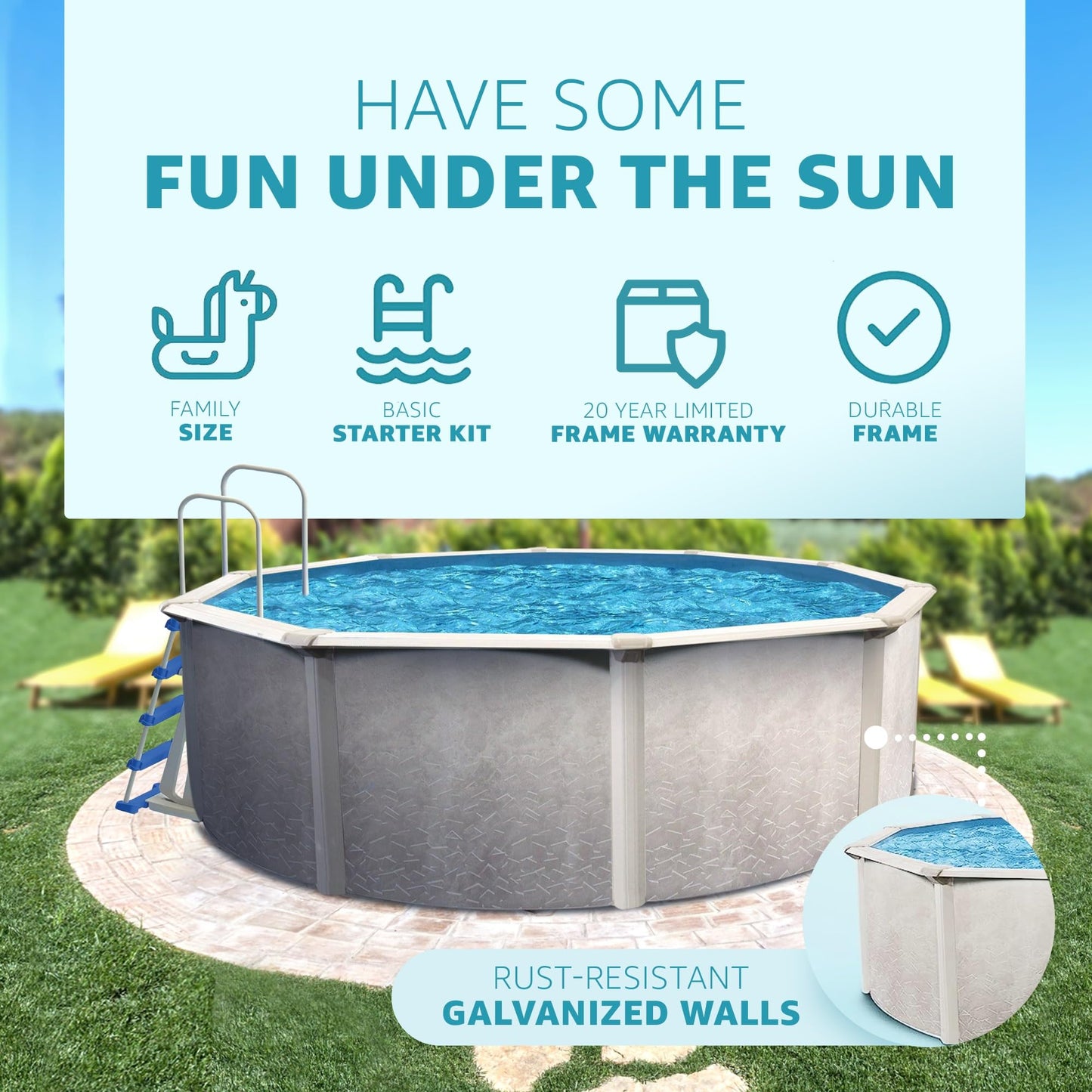Aquarian Phoenix 21 Foot Round x 52 Inch Deep Steel Frame Above Ground Swimming Pool Set with Sand Filter, Pump, Ladder, Pool Liner, and Skimmer