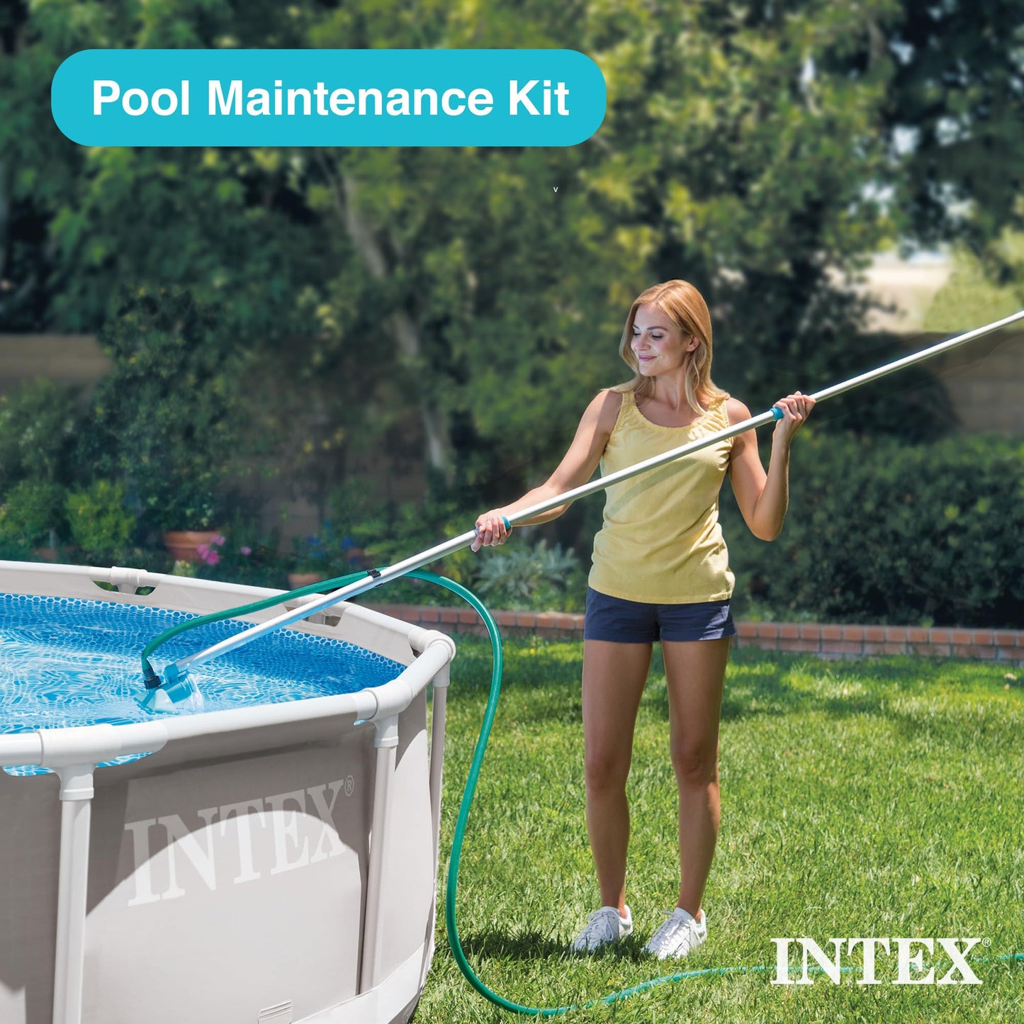 Intex Ultra XTR Frame 18' x 52" Above Ground Swimming Pool with Sand Filter Pump, Ladder, Cover, & Maintenance Accessory Kit with Vacuum and Skimmer