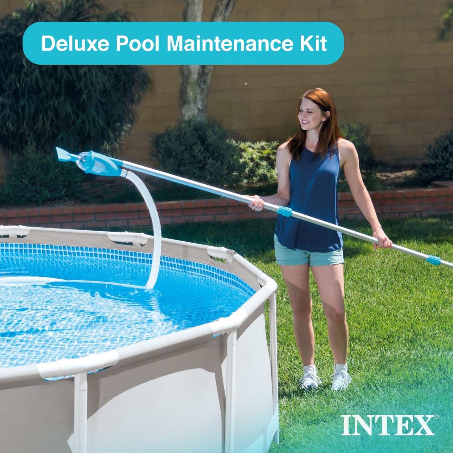 Intex 26373EH 32ft x 16ft x 52in Ultra XTR Frame Above Ground Rectangular Swimming Pool Set with Sand Filter Pump, Ladder, Cover, & Maintenance Kit
