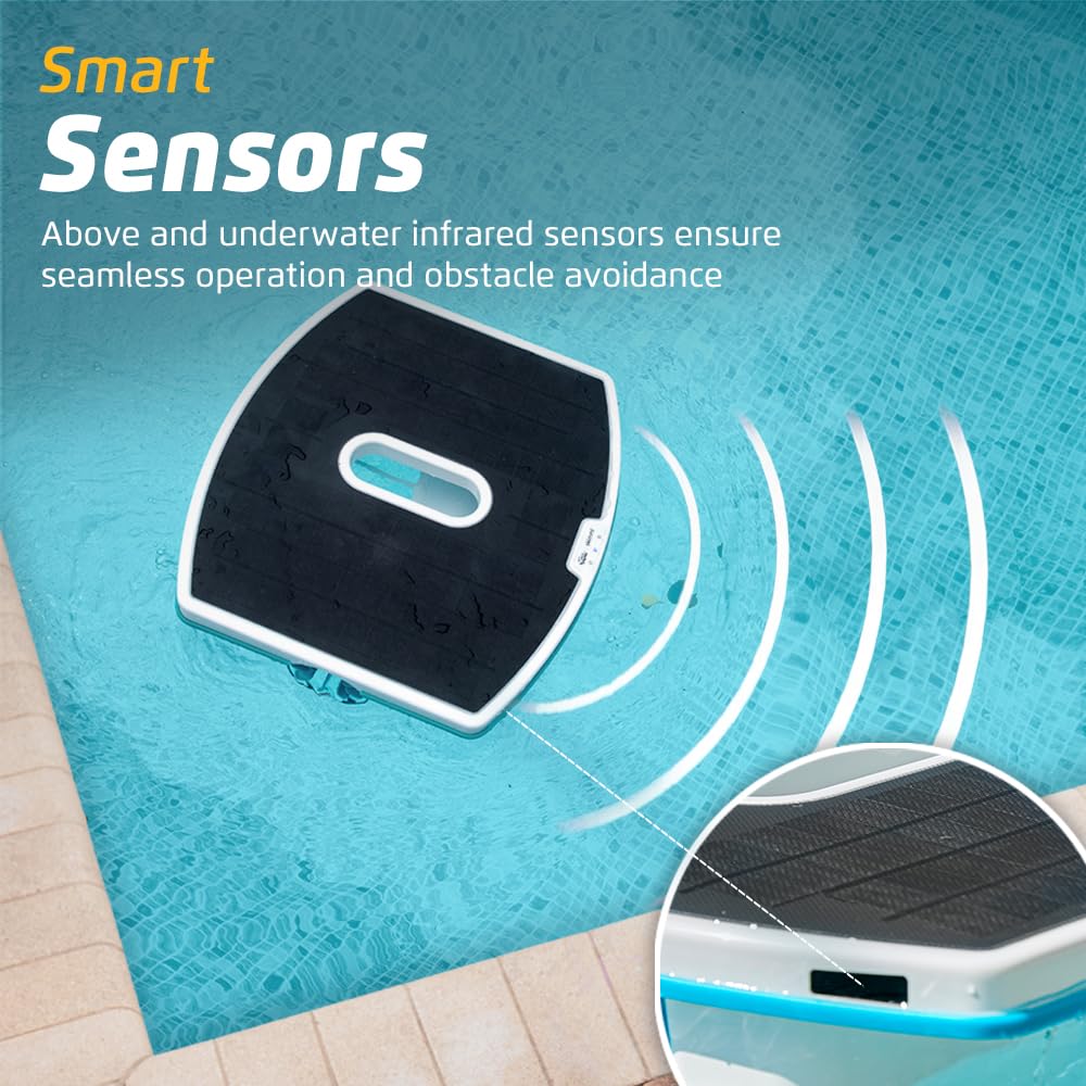 Dolphin Skimmi Automated Pool Skimmer WiFi, Cleans Water Surface with Smart Sensors Solar Charge