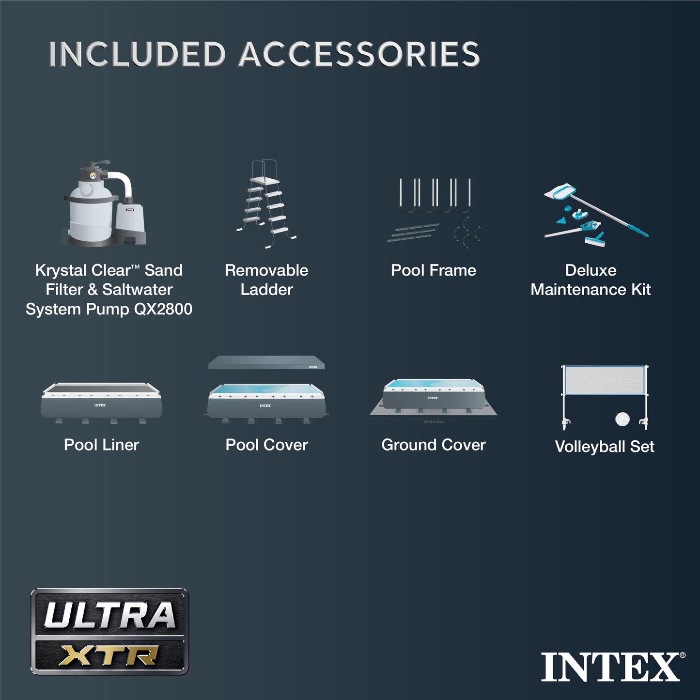 Intex 32' x 16' x 52" Ultra XTR Rectangular Outdoor Swimming Pool Set with Pump - Large Above Ground Backyard Rectangle Pool w/ 45-Inch Deep Water