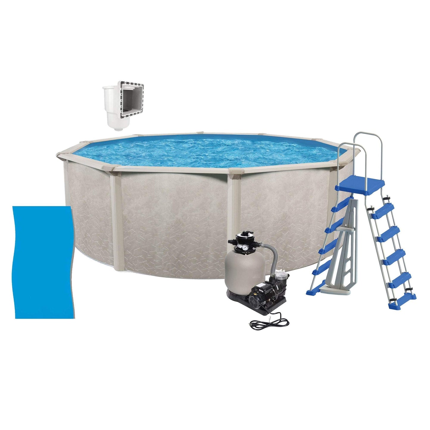 Aquarian Phoenix 21 Foot Round x 52 Inch Deep Steel Frame Above Ground Swimming Pool Set with Sand Filter, Pump, Ladder, Pool Liner, and Skimmer