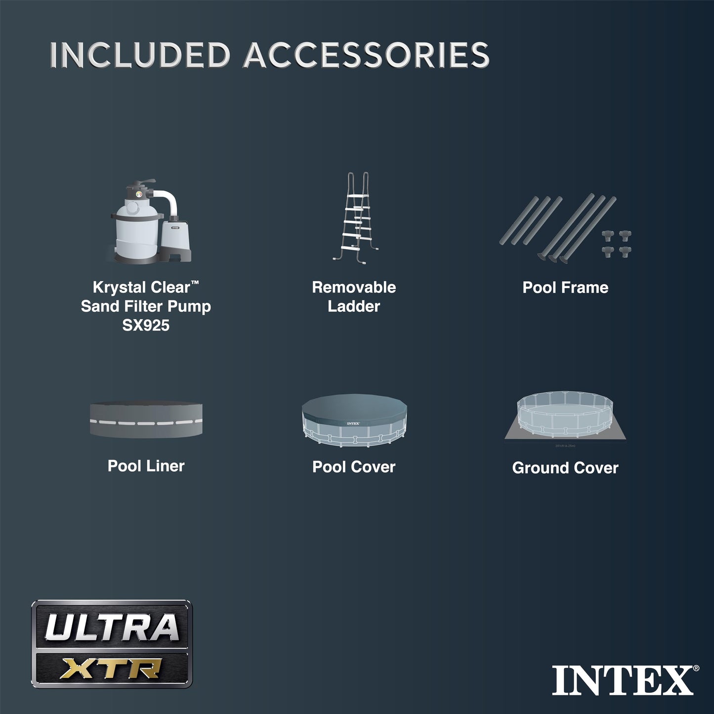 Intex Ultra XTR Frame 14' x 42" Round Above Ground Outdoor Swimming Pool Set with Sand Filter Pump, Ladder, Ground Cloth, and Pool Cover