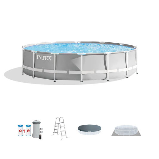 Intex 26719EH Prism Frame Premium Above Ground Swimming Pool Set: 14ft x 42in – Includes 1000 GPH Cartridge Filter Pump – SuperTough Puncture Resistant – Rust Resistant – 3357 Gallon Capacity