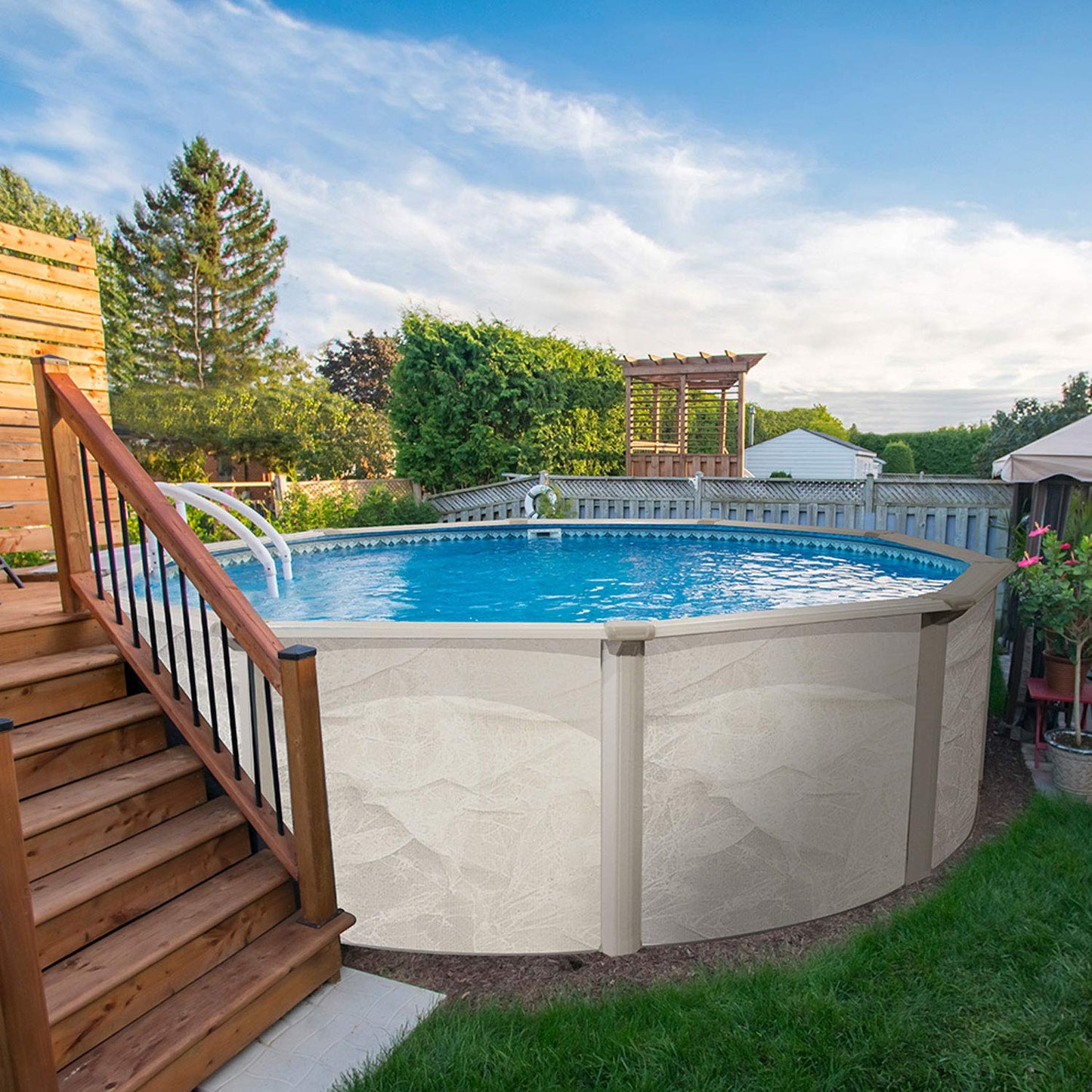 Aquarian Phoenix 21 Foot Round x 52 Inch Deep Steel Frame Above Ground Swimming Pool Set with Sand Filter, Pump, Ladder, Pool Liner, and Skimmer