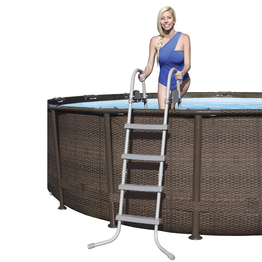 Bestway Power Steel 14’ x 42” Round Above Ground Outdoor Backyard Swimming Pool Set with 1,000 GPH Filter Pump, Ladder, and Pool Cover