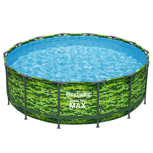 Bestway Steel Pro Max 14'x48 Camo Pool Set | Durable Construction, Easy Assembly, and All-Inclusive Accessories - Above Ground Pool Set with Filter Pump, Ladder, and Pool Cover - No Tools Required!