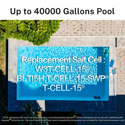 Swimpulse Salt Cell - up to 40,000 Gallons Swimming Pool Chlornie Generator,1 Year Warranty,Salt Cell for Pool, Chlorination Pool Salt Cell Fits for Hayward W3T-CELL-15 BLT15H